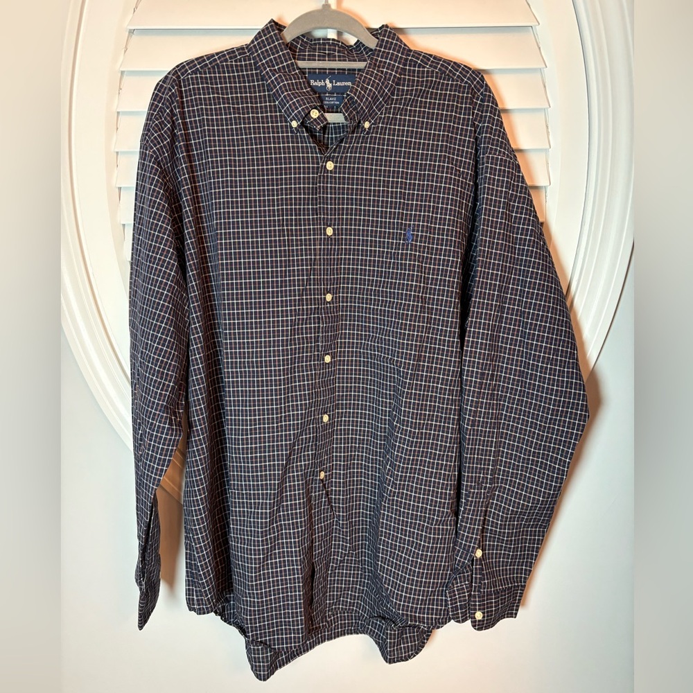Ralph Lauren Men's Navy green red and white Plaid button down XXL Blake